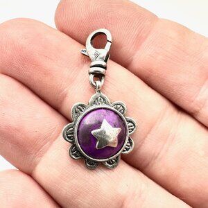 Silpada Womens Charm Sterling Silver Purple Gemstone Flower Star